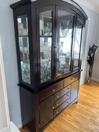 56.5 inch X 16.2 inch dark wood china cabinets