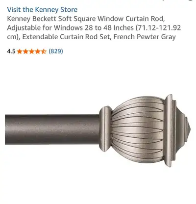 Brand new Window Curtain Rod, Adjustable for Windows 28 to 48 Inches (71.12-121.92 cm), Extendable C...