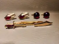 Vintage Masonic Freemason Shriners Sword Tie Clip Gold Tone Link