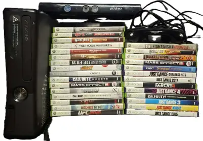 Xbox 360 Slim 4GB w/29 games + Kinect, View more