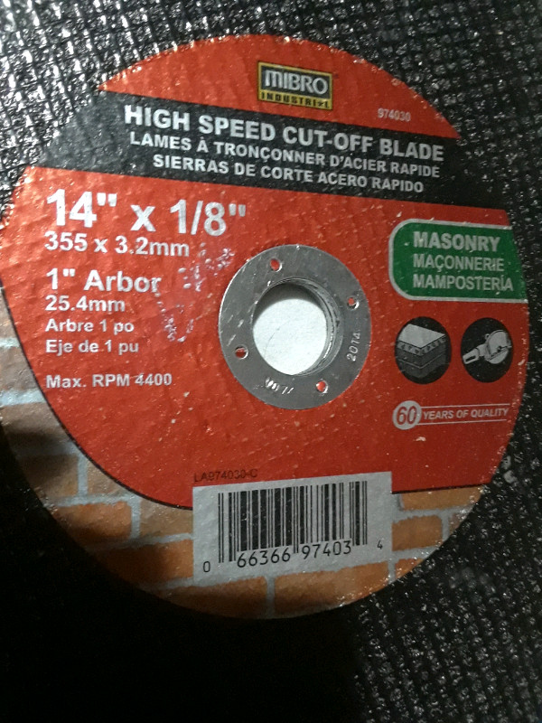 NEW 14" masonry cut off wheels in Power Tools in Kingston - Image 2