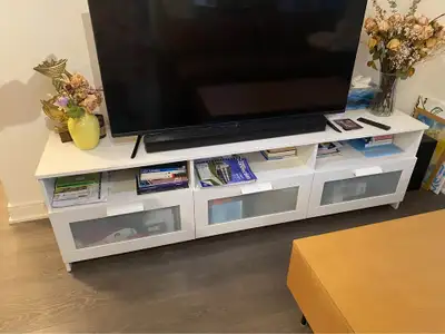 IKEA BRIMNES White TV Bench / Media Console – 3 Drawers, 180 cm, View more