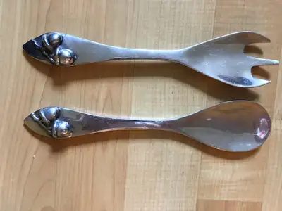 Silver serving spoon & fork $10, View more