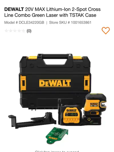 DEWALT 20V  Lithium-Ion 2-Spot Cross Line Combo Green Laser wi, View more
