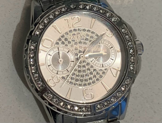 GUESS embellished designer stainless steel super shiny si in Jewellery & Watches in La Ronge
