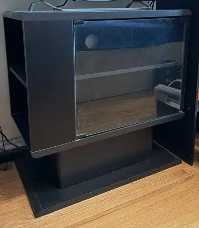 Black Media Console with Glass Door, View more