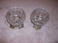 Crystal Globes in Brass Stands (Pair) -**Price reduced**