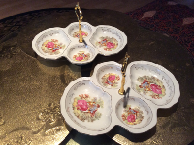 ROSCHER BRAND — 1 Wood Tray + 5 Porcelain Sections fits in Tray. @ $50 set. Great to serve Appetizer...