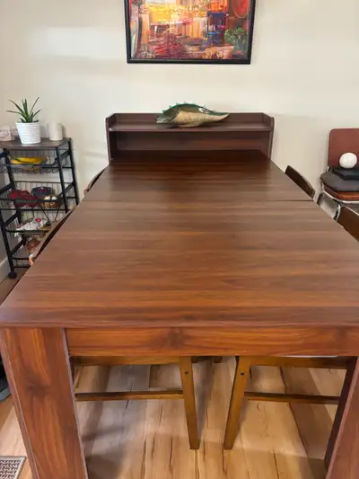 Extendable dining table with chairs, View more