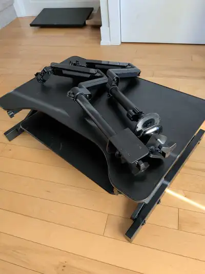 Standing desk and two monitor arms , View more