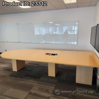 Maple Peninsula Boardroom Conference Table with Rounded Bullet