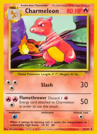 POKEMON CARD. Charmeleon - 24/102 - Pokemon Base Set 5, View more
