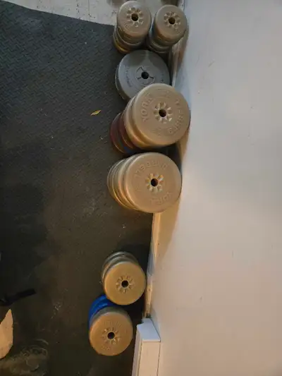 Multiple 1 inch center  hole york weight plates for sale, View more