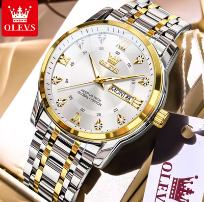 New Men OLEVS Top Brand Quartz Watch Steel Strap Waterproof, View more