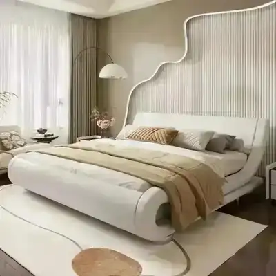 New Bettejean Faux Leather Upholstered Profile Sleigh King Bed =, View more