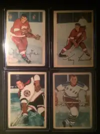 1953-54 Parkhurst hockey cards #42, #43, #65 and #69
