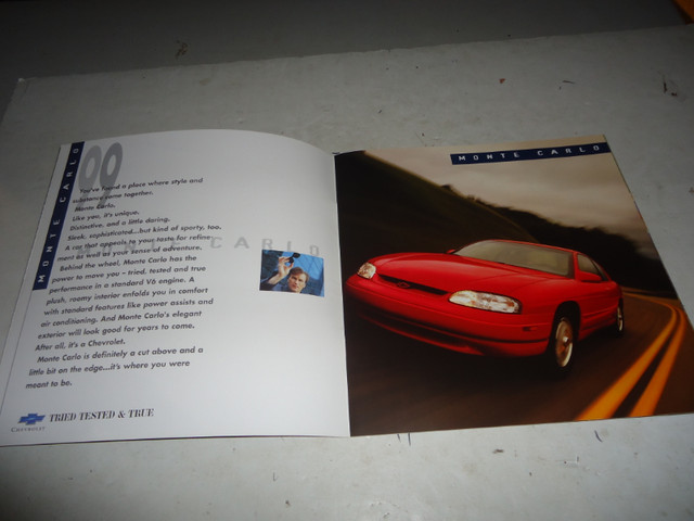1999 CHEVROLET MONTE CARLO DEALER SALES BROCHURE. CAN MAIL in Arts & Collectibles in Barrie - Image 2