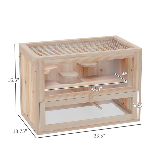 Wooden Hamster Cage Guinea Pig Chinchilla House 2 Levels Small A in Accessories in Markham / York Region - Image 3