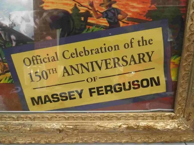 150th ANNIVERSARY MASSEY FERGUSON FRAMED POSTER + 2 EMBLEMS62863282671235123
