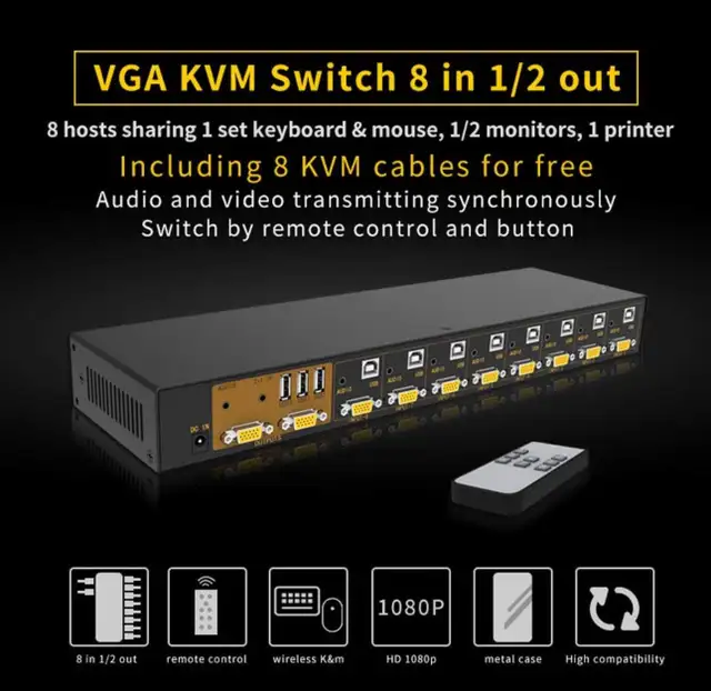 Switch 8 Port in 2 Out Switcher 8x2 Supports Wireless Keyboard  in Networking in Kitchener / Waterloo - Image 3