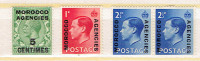 GREAT-BRITAIN. 4 Timbres coloniales avec " MOROCCO AGENCIES".