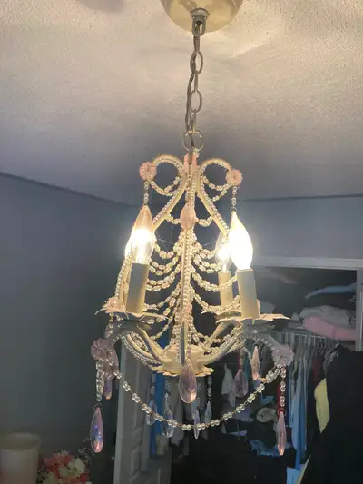 Pink and white chandelier, View more