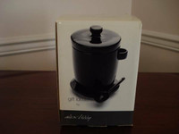 Black Ceramic Olive Jar with Plate, Spoon and Lid - New