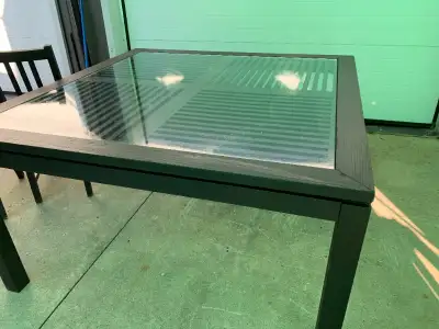 square wood frame Ikea  glass top selections  dining table, View more
