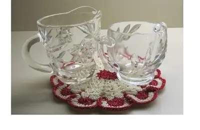 Traditional Press Glass CREAM  and  SUGAR SET, View more