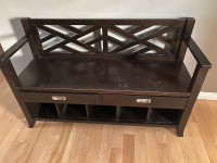 Storage bench with drawers and shoe shelf 