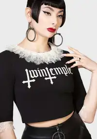 NWT RARE Killstar Twin Temple Gothic Crop Top Shirt XS