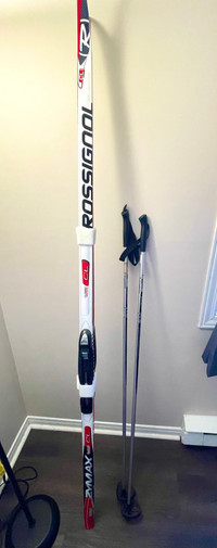 Cross Country skis Rossignol 196” with poles and boots