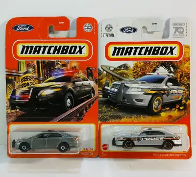 Ford Taurus Police Interceptor 2 Variations: - 2022 Matchbox - 2023 Matchbox 70 Years Special Editio...