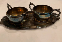 Viking Plate Silver Plated - Cream & Sugar & Tray - Vintage