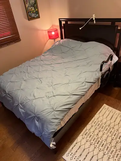 Queen Bed/box spring & wood frame and headboard , View more