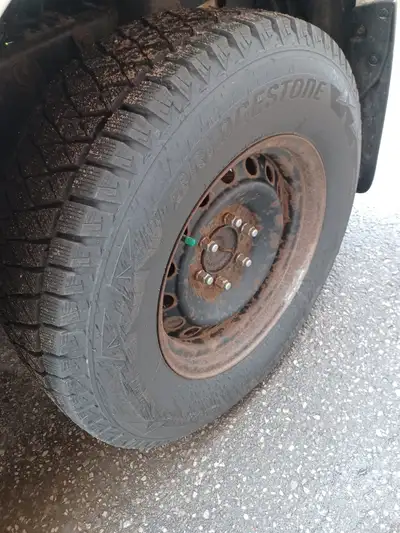 Winter Tires (was on my Toyota Tacoma). Steel rums need some love but tires are only two winters old...