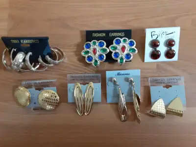 All are pierced jewel tone clip on is sold Trio hoops are sold $2 each