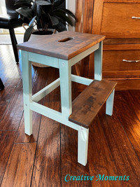 Double Step Wooden Stool