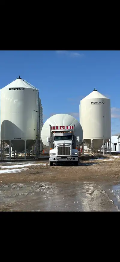 We are a grain&hopper bin moving company located in SE Sask. Can move bins up to 2106 and fert bins...
