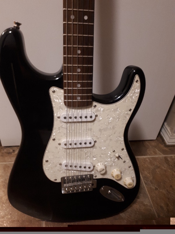 Black Fender Stratocaster Squire Electric Guitar Guitars Edmonton
