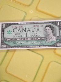 1967 Canada $1 Banknote. Centennial.