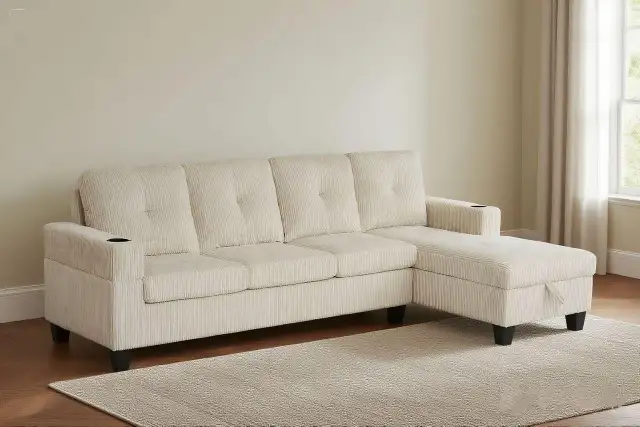 Free Delivery Pull Out Sofa Bed Sectional Reversible Chaise Sale in Couches & Futons in Kingston - Image 5