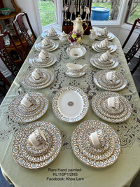 Rare hand painted Regency Royal Grafton Bone China Dinner set 