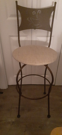 Two Bar Stools (Cream and Brown)