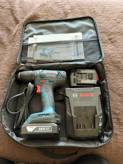 Bosch 18V Compact Cordless Drill with 2 Batteries, Charger&Case, View more