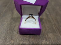 Brand New 10KT Yellow Gold Black Diamond Ring For Sale