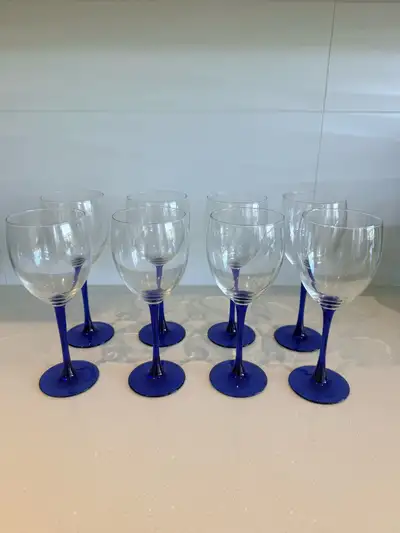 Wine and champagne glassware- blue stemmed, View more