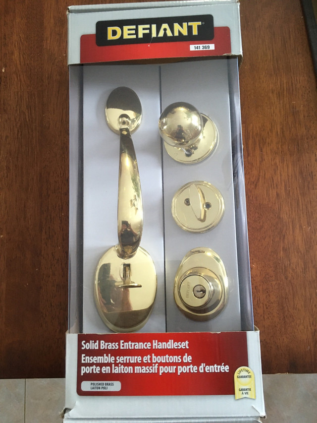 Defiant Solid Brass Entrance Handleset in Other in Moncton