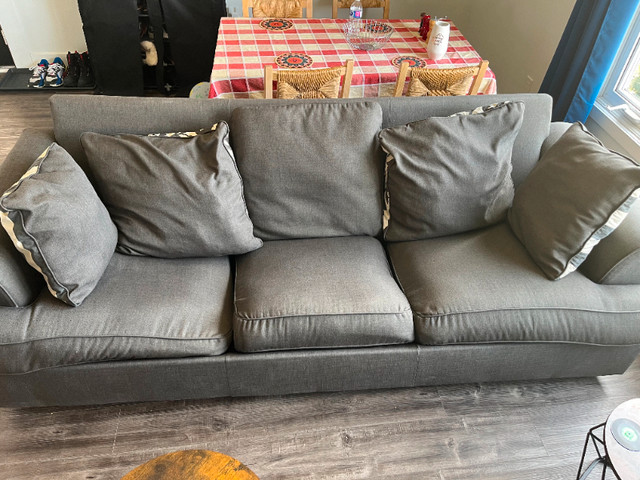 Three seater couch or sofa with 5 matching cushions in Couches & Futons in Oshawa / Durham Region - Image 2