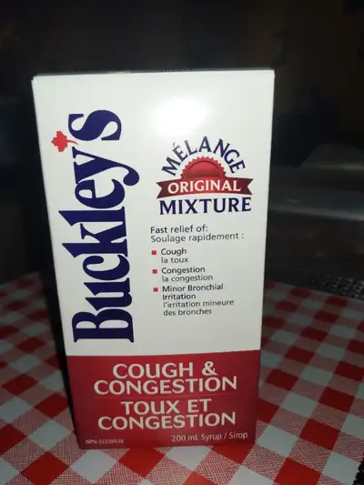 Sirop contre toux & congestion Buckley's. Scellé, non ouvert Buckley's Cough and Congestion Syrup. S...